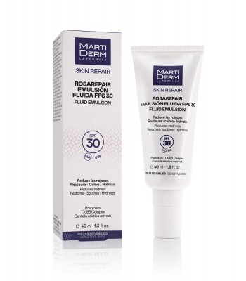 MARTIDERM Жидкая эмульсия для лица ROSAREPAIR FLUID EMULSION SPF 30, 40 мл (крем от покраснений, для чувствительной кожи с признаками купероза и розацеи (уменьшает покраснения и предотвращает их появление, успокаивает кожу)
