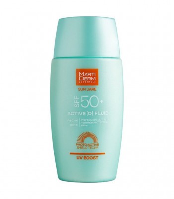 Martiderm Sun Care Active (D) Fluid SPF50+ 50 мл обеспечивает отличную фотозащиту для всех типов кожи, надежно защищая ее от UVA, UVB, IR и синего света.